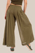 Embroidered fully lined wide leg pants